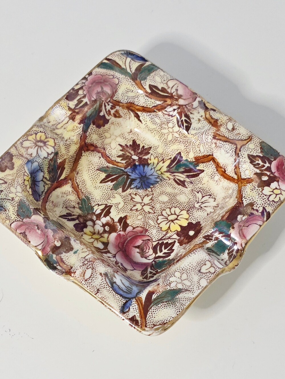 Vintage 1950s Maling Lustreware Chintz Ashtray / Trinket Dish